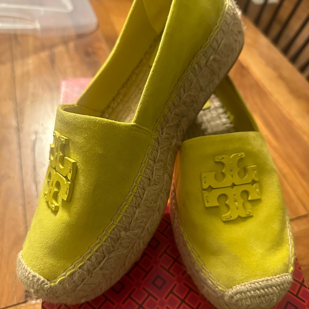 Tory Burch Everly Platform Espadrille Size 9 Tuscan Yellow royal suede